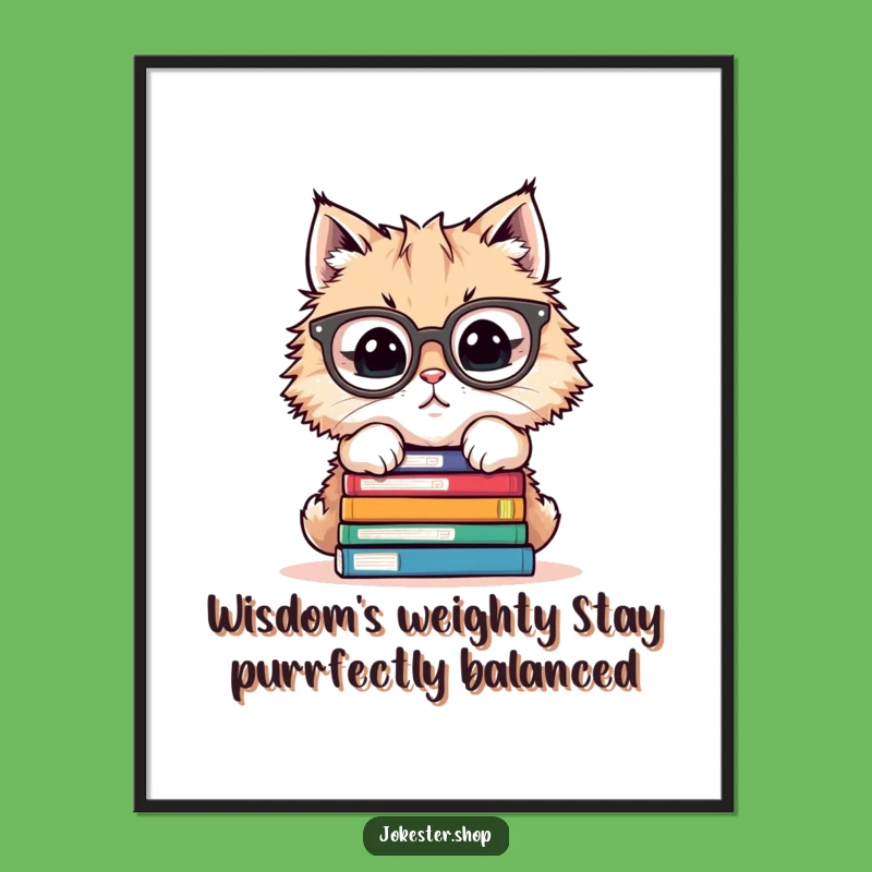 Free Printable Wall Art: Hilarious Bookish Cat - Funny Downloadable Decor for Cat Lovers