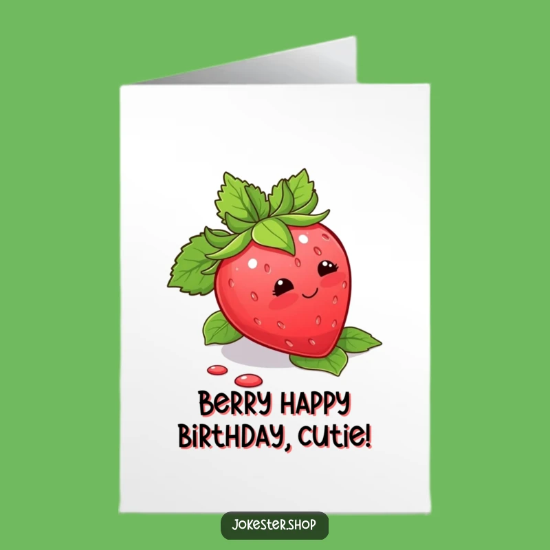 Free Printable Birthday Card: Blushing Strawberry - Sweet & Funny Downloadable Gift