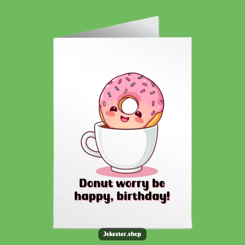 Free Printable Birthday Card: Giggling Donut Coffee Chaos Funny Downloadable Gift