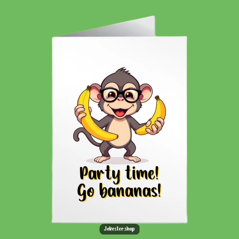 Free Printable Birthday Card: Juggling Monkey & Bananas, Funny Downloadable Gift for Him or Her