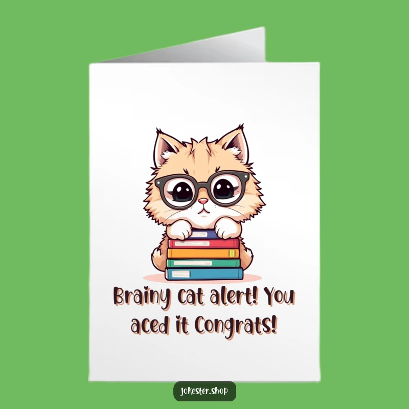 Free Printable Congrats Card: Nerdy Cat Aced It - Funny Downloadable Achievement Gift