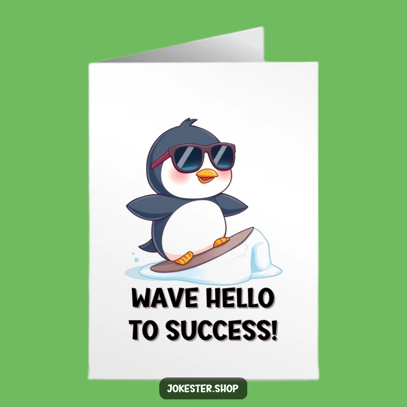 Free Printable Congrats Card: Cool Penguin Surfer Celebration for a Funny Downloadable Gift