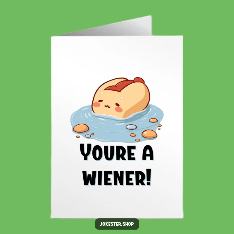 Free Printable Congrats Card: Hot Dog's Puddle Plunge, Humorous Gift