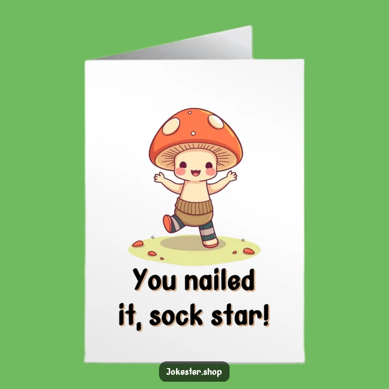 Free Printable Congratulations Card: Mushroom's Silly Dance for Your Big Win