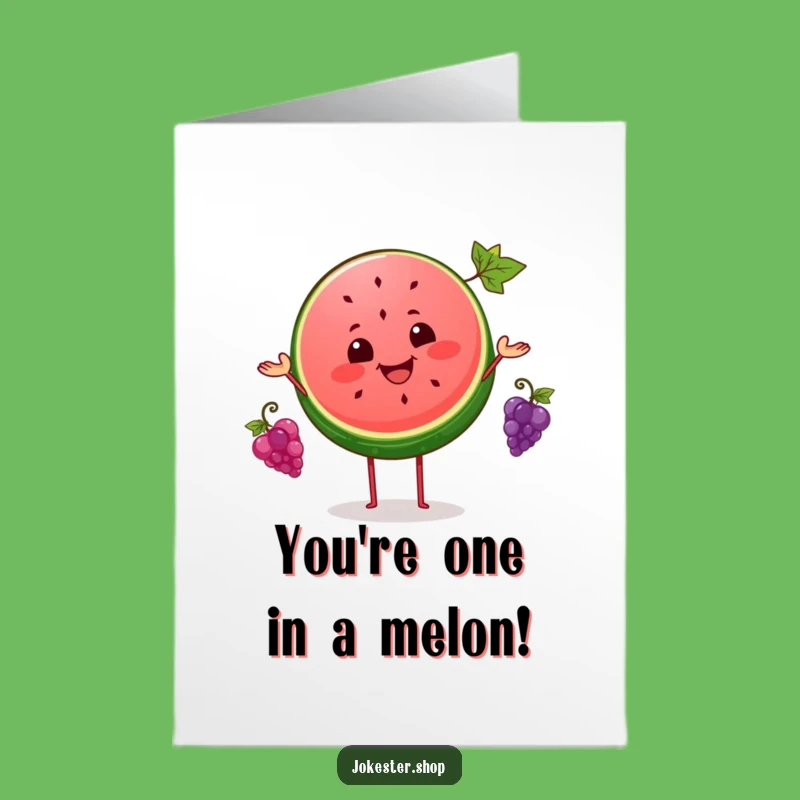 Free Printable Congrats Card: Watermelon Juggling Grapes, Hilarious Downloadable Congratulations Gift