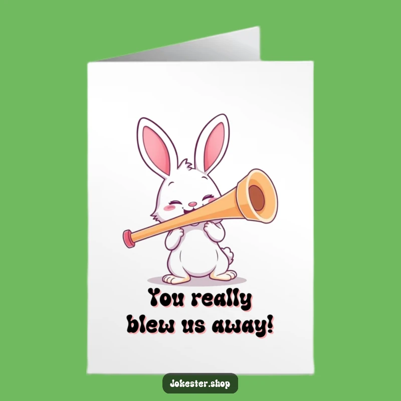 Free Printable Congrats Card: Funny Rabbit Kazoo Player, Humorous Downloadable Gift