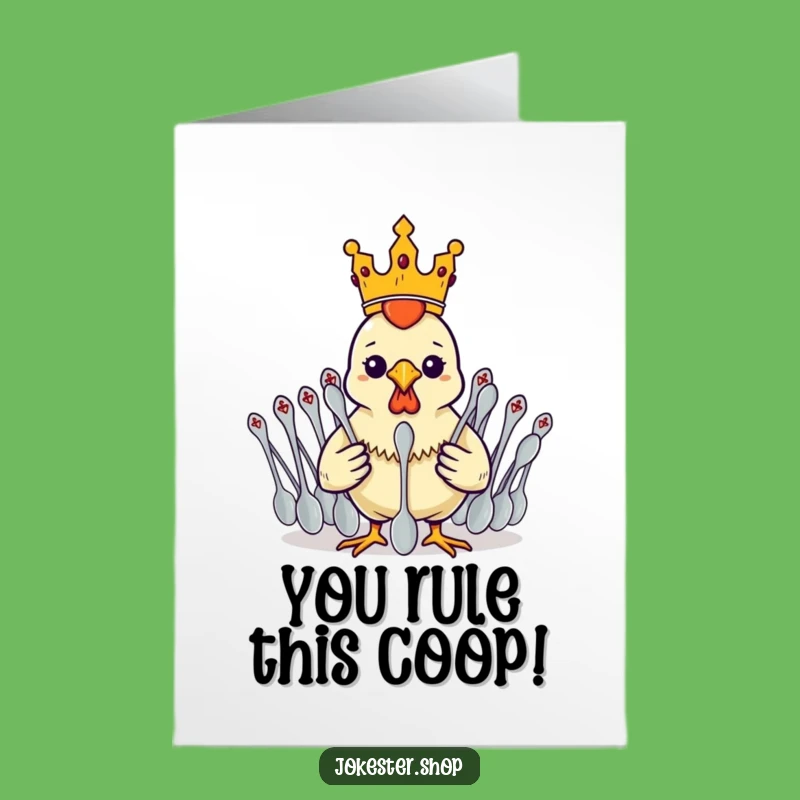 Free Printable Congratulations Card: Rubber Chicken King Spoon Army Victory Card