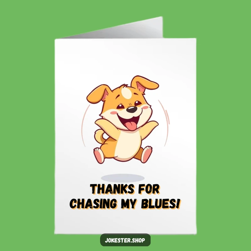 Free Printable Dizzy Dog Thank You Card: Goofy Tail Chase Funny Gratitude