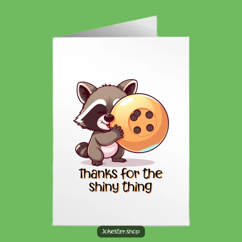 Free Printable Thank You Card: Raccoon's Found Treasure, Funny Gratitude, Download