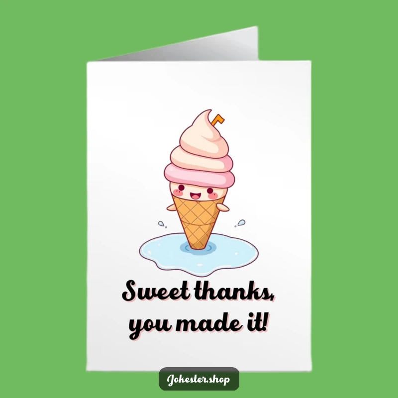 Free Printable Thank You Card: Slipping Ice Cream Cone, Humorous Downloadable Gift for Thanks