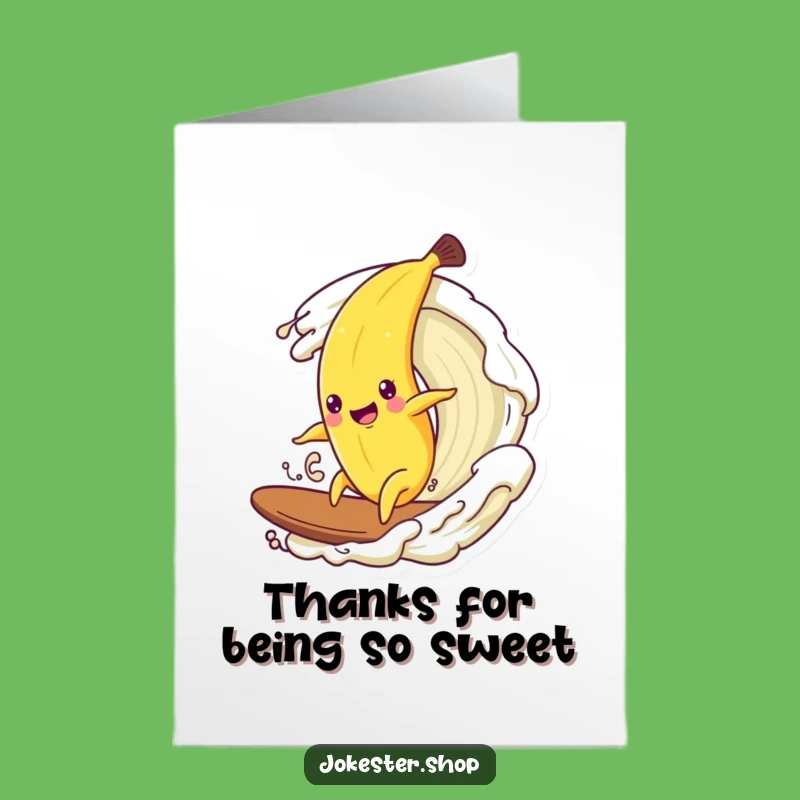 Free Printable Thank You Card Funny Banana Surfing Cream Downloadable Gift