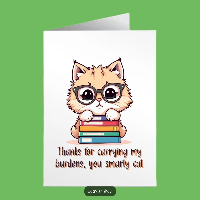 Free Printable Thank You Card: Grateful Book Cat - Funny Downloadable Appreciation Gift