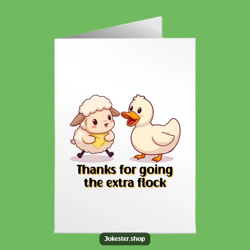 Free Printable Thank You Card: Clumsy Sheep & Rubber Duck, Humorous Downloadable Gift