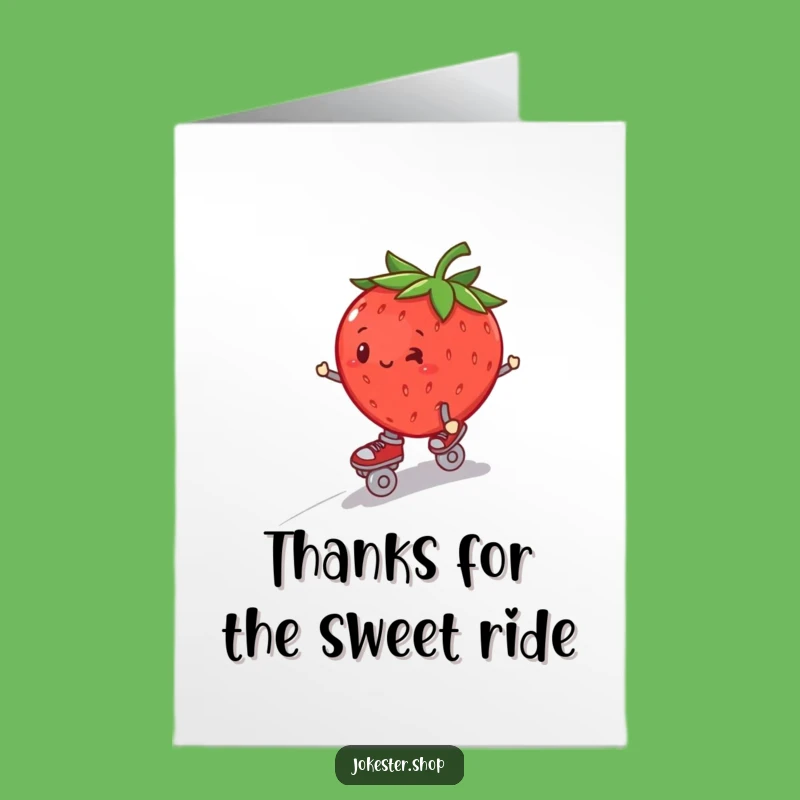 Free Printable Thank You Card: Skating Strawberry Wobble Funny Downloadable!