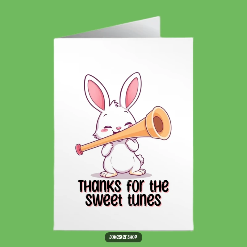 Free Printable Thank You Card: Funny Rabbit Kazoo Player, Humorous Downloadable Gift