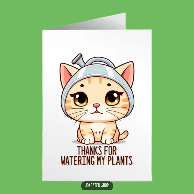 Free Printable Cat Thank You Card: Watering Can Cat's Grateful Meow!