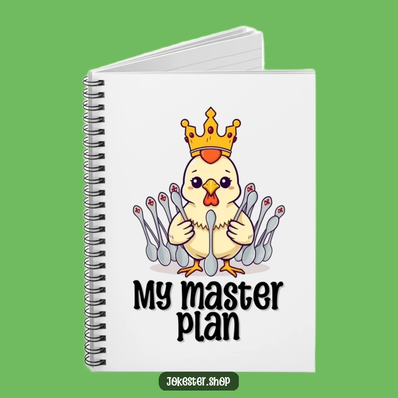 Funny Rubber Chicken King Notebook - Spoon Army Commander Journal