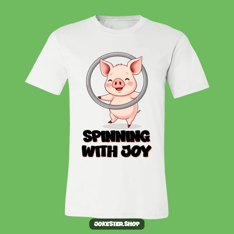 Funny Happy Pig Hula Hoop T-Shirt - Chubby Dancer Fun and Gift Idea