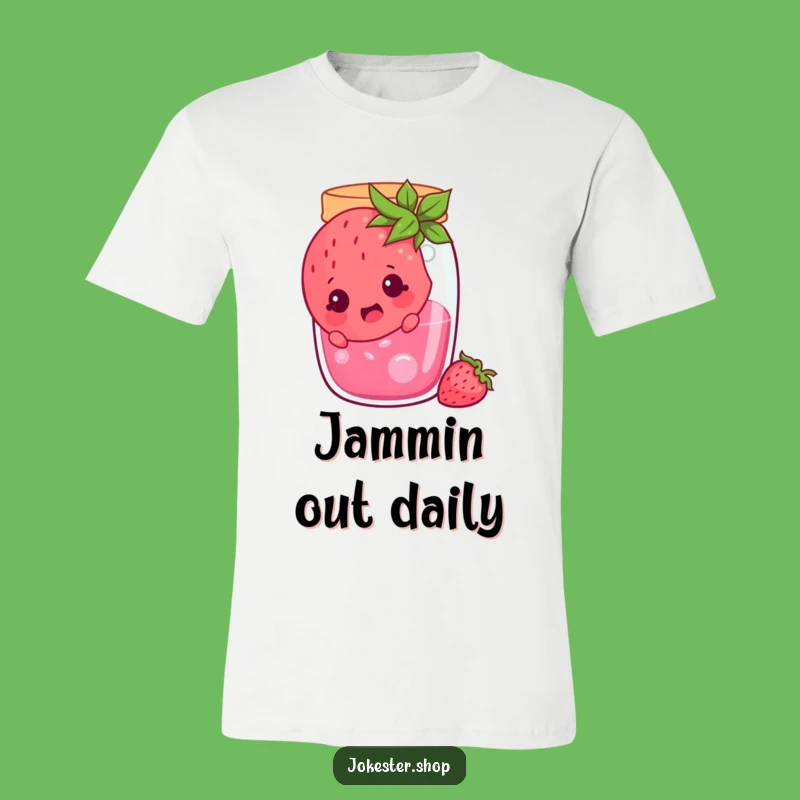 Funny Surprised Strawberry Jam Jar T-Shirt - Fruity Cartoon Apparel Gift!
