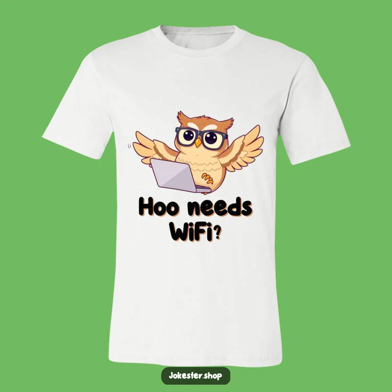 Funny Confused Owl T-Shirt: Nerdy Bird Laptop Design, Hilarious Gift!
