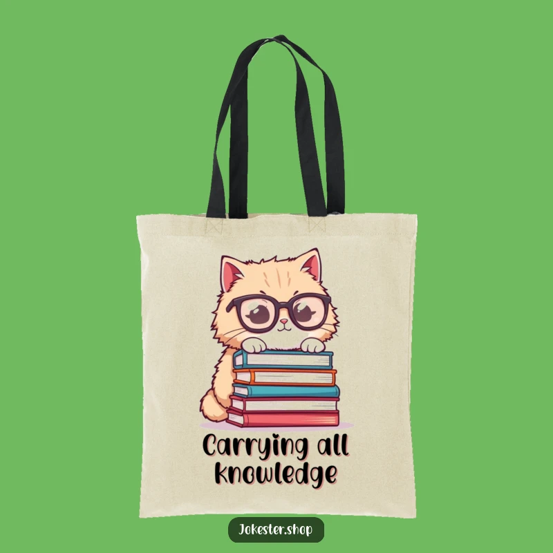Funny Cat Glasses Tote Bag - Bookish Carry-All, Great Funny Gift