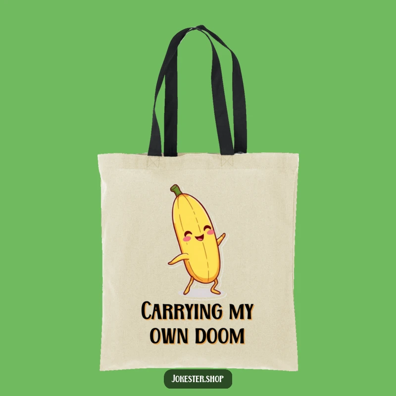 Funny Banana Peel Tote Bag: Slipping Character Gag for Comedy Enthusiasts