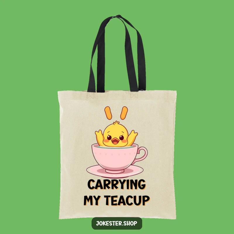 Funny Rubber Ducky Teacup Tote Bag: Carry Surprise, Hilarious Accessory!