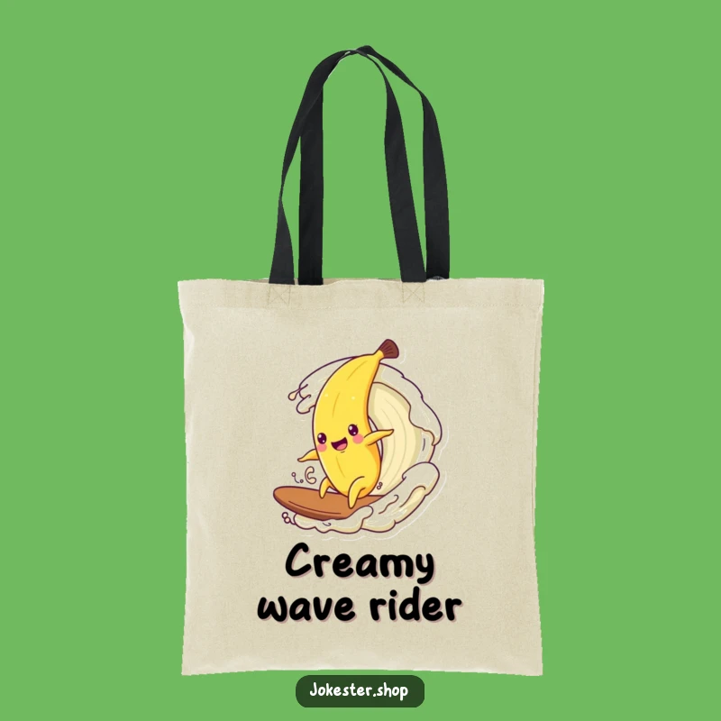 Funny Banana Cream Wave Tote Bag - Hilarious Shopping Bag Gift