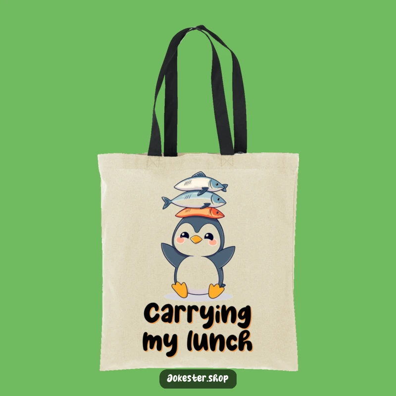 Funny Penguin Fish Tote Bag - Reusable Bag, Great Funny Gift