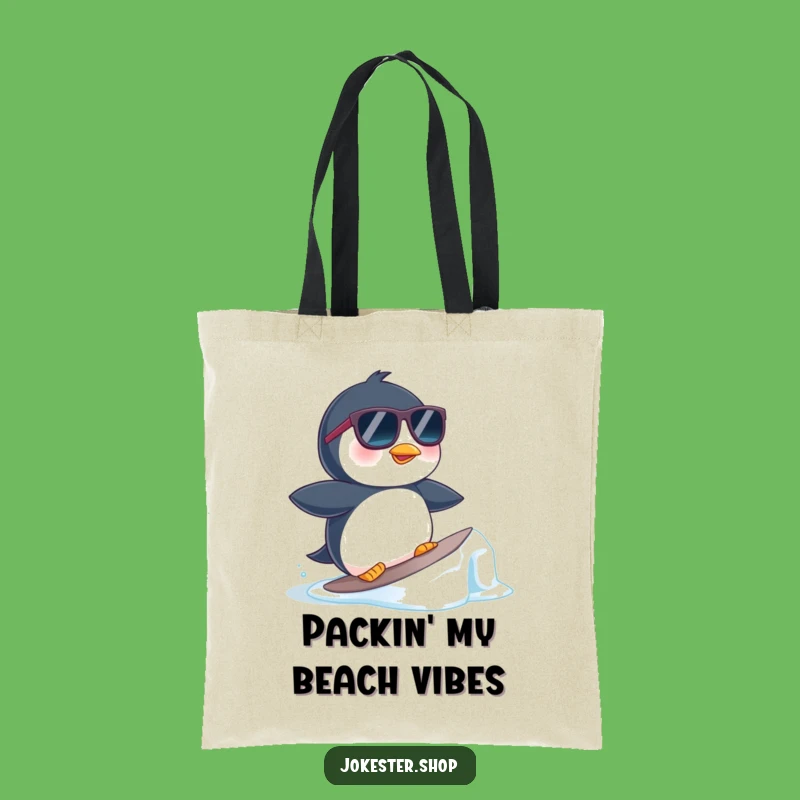 Funny Penguin Surfer Tote Bag - Carry Your Cool 😎 and Beach Gear