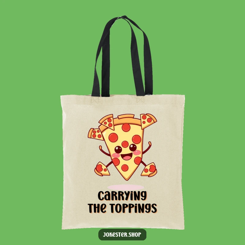 Funny Smiling Pizza Tote Bag - Pepperoni Carry-All, Great Humorous Gift