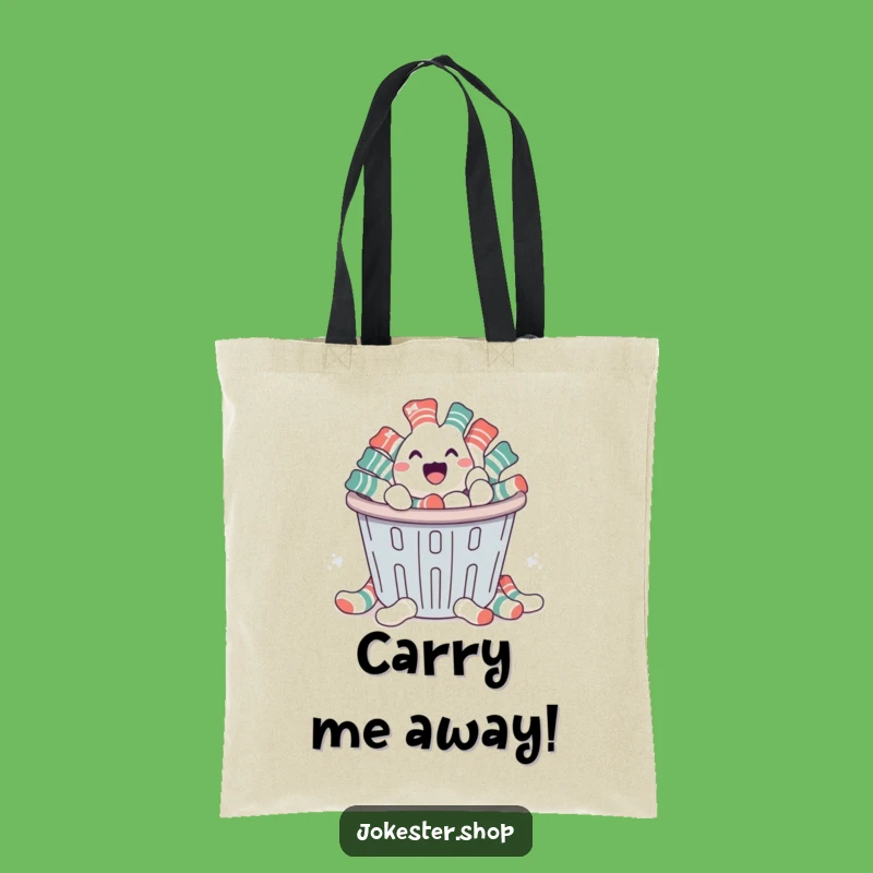 Funny Sock Escape Tote Bag - Humorous Laundry Day Accessory Gift